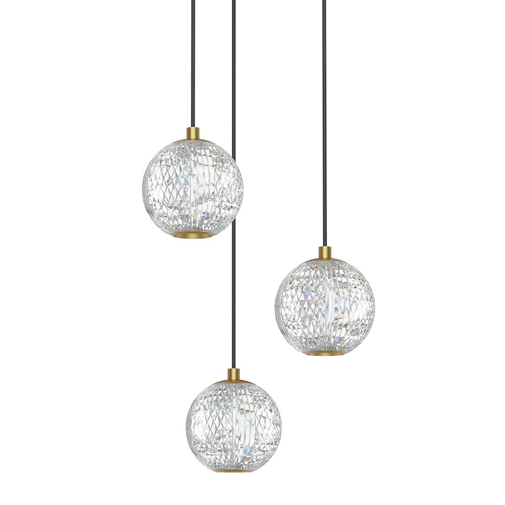 Alora MP321203NB MARNI LED 3 LIGHT MULTI PENDANT NATURAL BRASS 13W 120VAC WITH LED DRIVER 3000K 90CRI