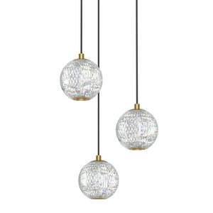 Alora MP321203NB MARNI LED 3 LIGHT MULTI PENDANT NATURAL BRASS 13W 120VAC WITH LED DRIVER 3000K 90CRI
