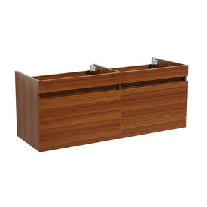 Fresca FCB8042TK Fresca Mezzo 60" Teak Wall Hung Double Sink Modern Bathroom Cabinet