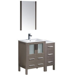 Fresca FVN62-2412GO-UNS Fresca Torino 36" Gray Oak Modern Bathroom Vanity w/ Side Cabinet & Integrated Sinks