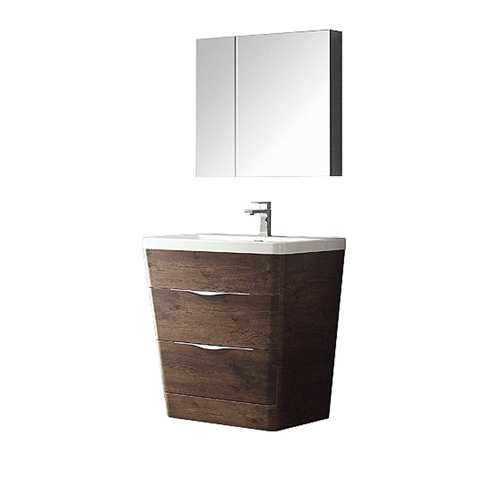 Fresca FVN8532RW Fresca Milano 32" Rosewood Modern Bathroom Vanity w/ Medicine Cabinet