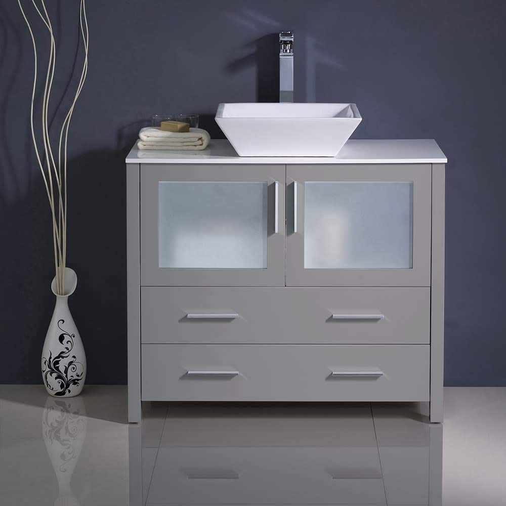 Fresca FCB6236ES-CWH-V Fresca Torino 36" Espresso Modern Bathroom Cabinet w/ Vessel Sink