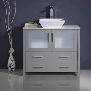 Fresca FCB6236ES-CWH-V Fresca Torino 36" Espresso Modern Bathroom Cabinet w/ Vessel Sink