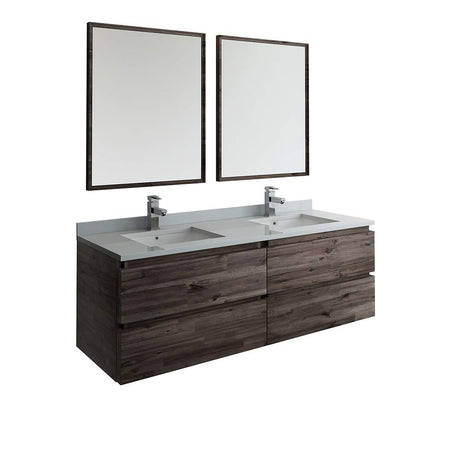 Fresca FVN31-241224ACA-FS Fresca Formosa 60" Floor Standing Double Sink Modern Bathroom Vanity w/ Open Bottom & Mirrors
