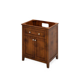 Jeffrey Alexander VKITCHA30CHSGR 30" Chocolate Chatham Vanity, Steel Grey Cultured Marble Vanity Top, undermount rectangle bowl