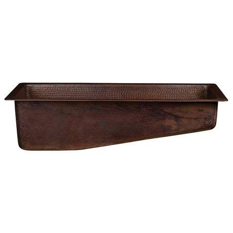 Premier Copper Products 28-inch Rectangle Hammered Copper Slanted Bar/Prep Sink with 3.5-inch Drain Opening