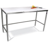John Boos TC048 Poly Vinyl Top Workbenches - 96X24" Stainless Steel Frame & Legs Without Backsplash