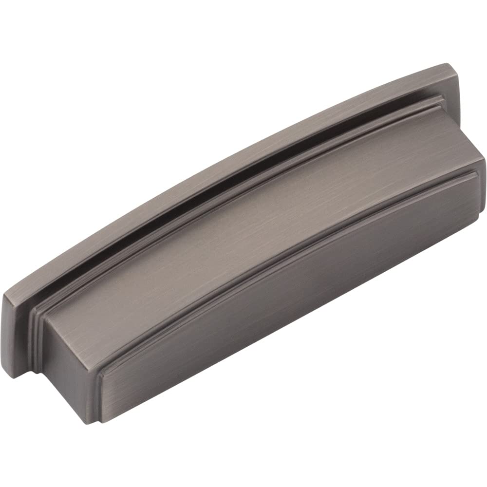 Jeffrey Alexander 141-96BNBDL 96 mm Center Brushed Pewter Square-to-Center Square Renzo Cabinet Cup Pull