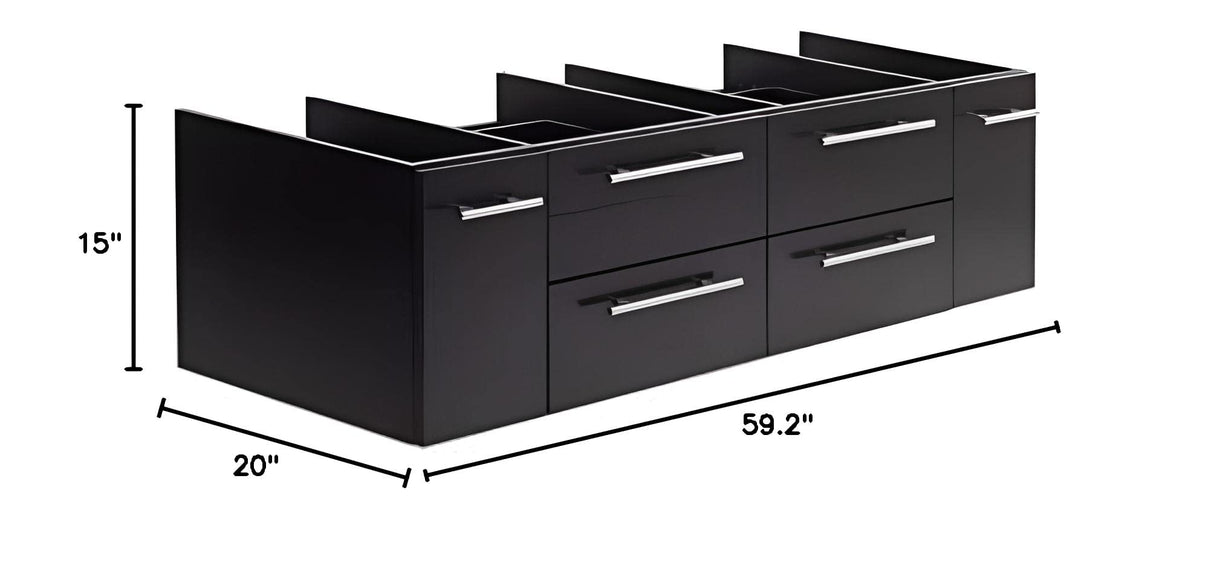 Fresca FCB6160ES-VSL Fresca Lucera 60" Espresso Wall Hung Single Vessel Sink Modern Bathroom Cabinet