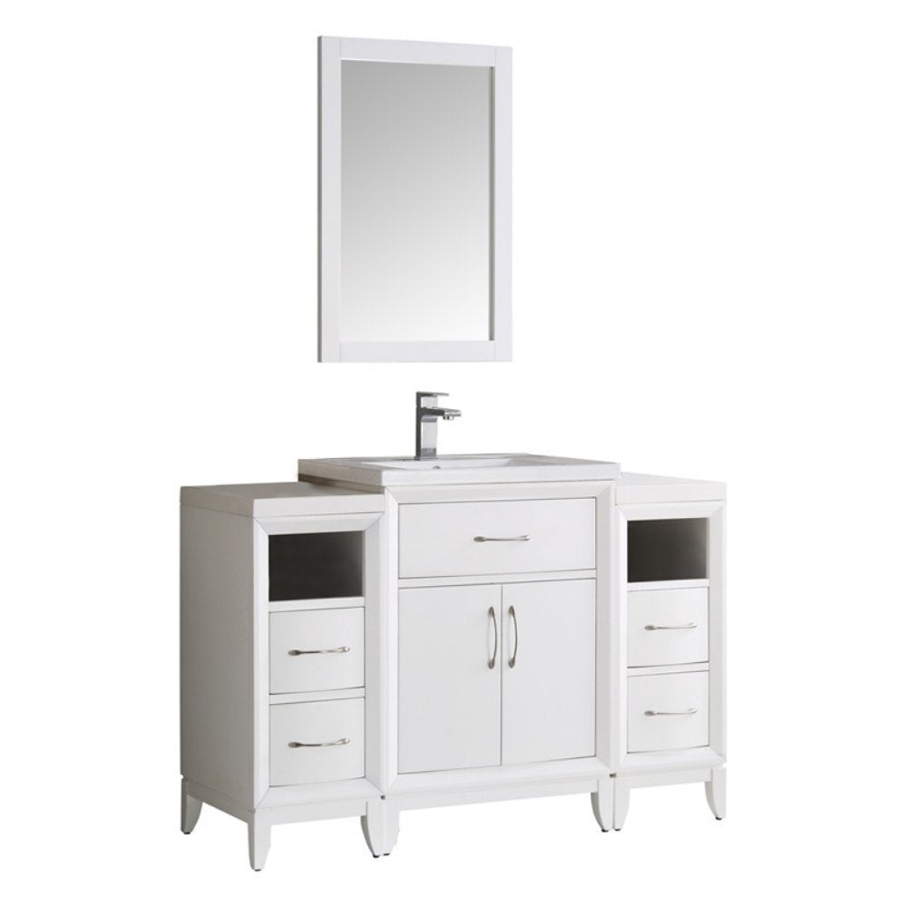 Fresca FVN21-122412WH Fresca Cambridge 48" White Traditional Bathroom Vanity w/ Mirror