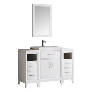 Fresca FVN21-122412WH Fresca Cambridge 48" White Traditional Bathroom Vanity w/ Mirror