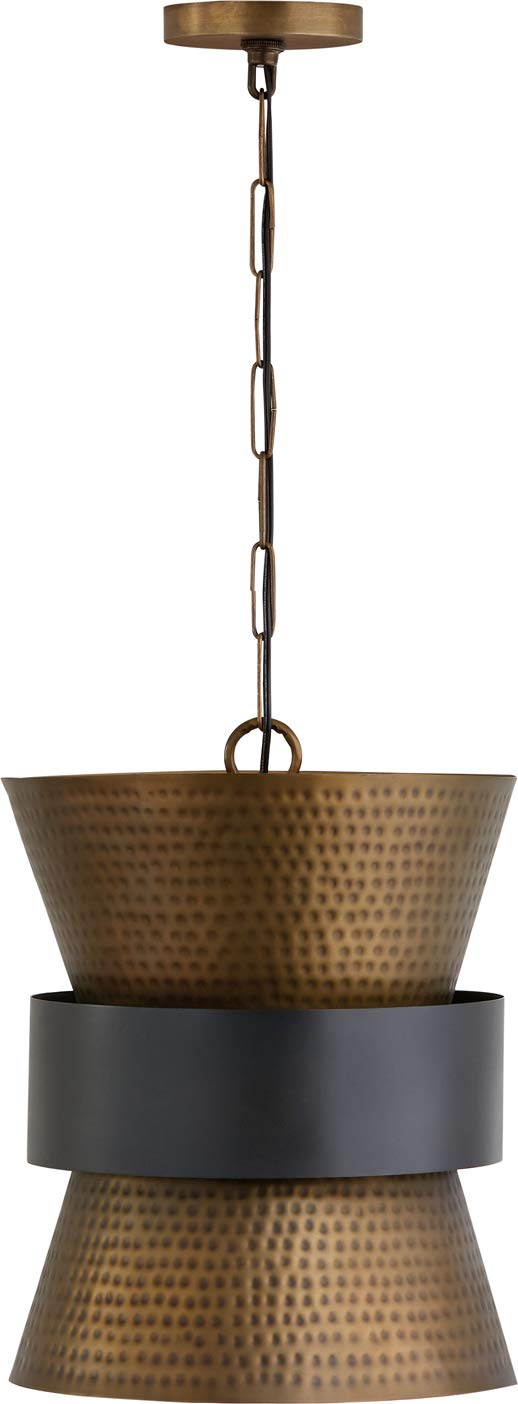Capital Lighting 330416PZ Loren 1 Light Pendant Patinaed Brass and Dark Zinc