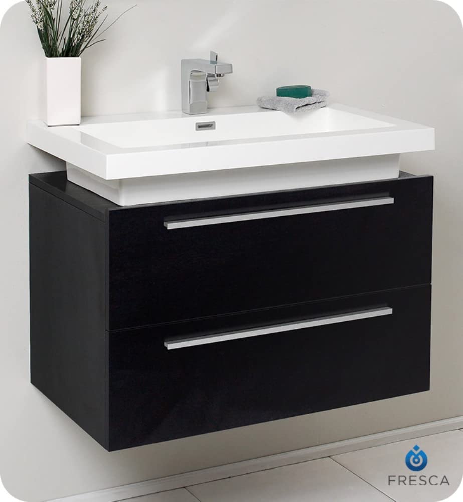 Fresca FCB8080BW-I Fresca Medio 32" Black Modern Bathroom Cabinet w/ Vessel Sink