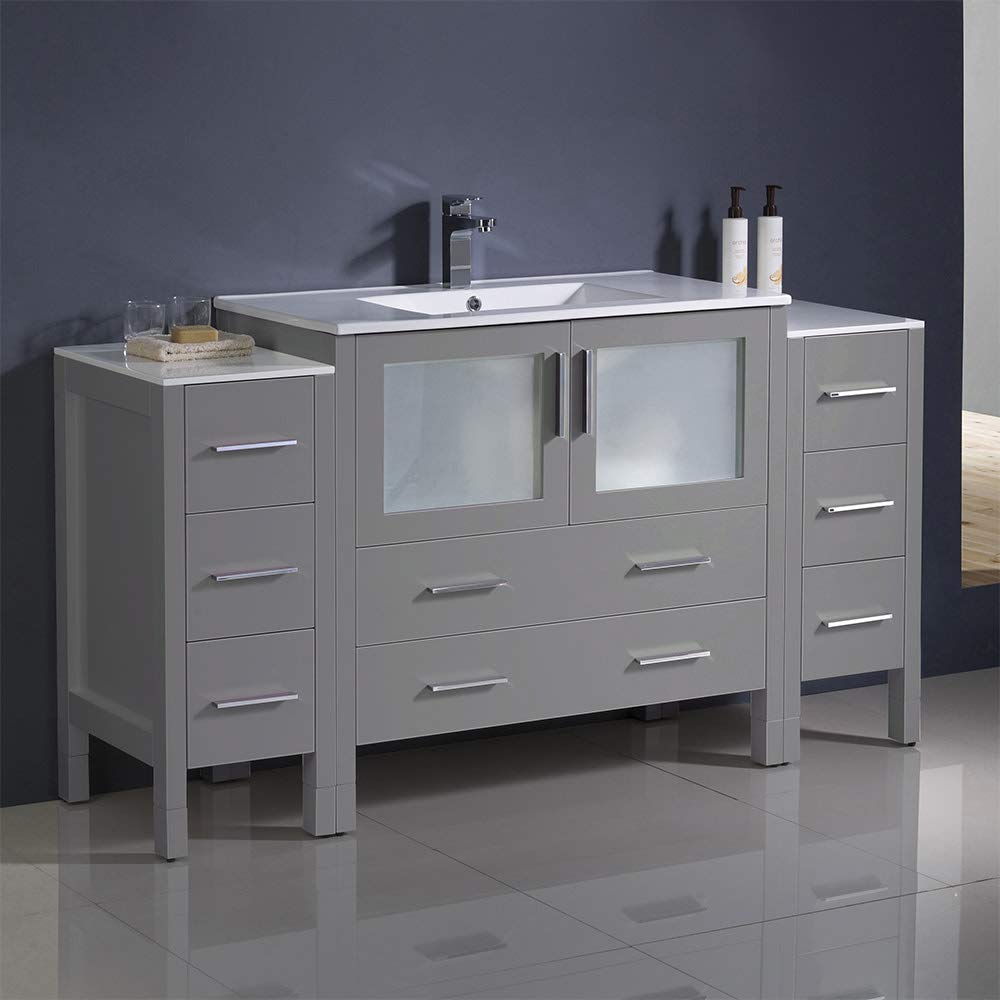Fresca FCB62-123612GO-I Fresca Torino 60" Gray Oak Modern Bathroom Cabinets w/ Integrated Sink