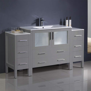 Fresca FCB62-123612GO-I Fresca Torino 60" Gray Oak Modern Bathroom Cabinets w/ Integrated Sink