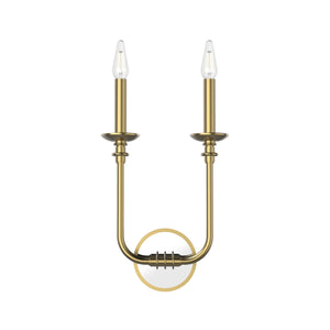 Alora WV351502VB PEABODY 2 LIGHT WALL VANITY VINTAGE BRASS