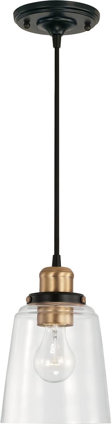 Capital Lighting 3718AB-135 Fallon 1 Light Pendant Aged Brass and Black