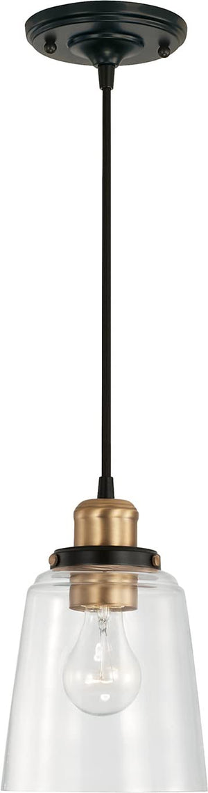 Capital Lighting 3718AB-135 Fallon 1 Light Pendant Aged Brass and Black