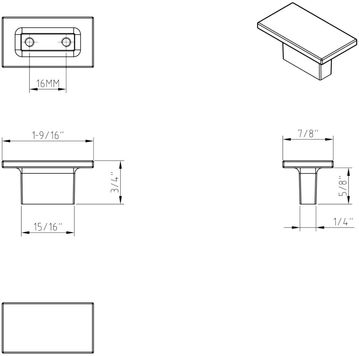 Jeffrey Alexander 81021SN 1-9/16" Overall Length Satin Nickel Rectangle Mirada Cabinet Knob