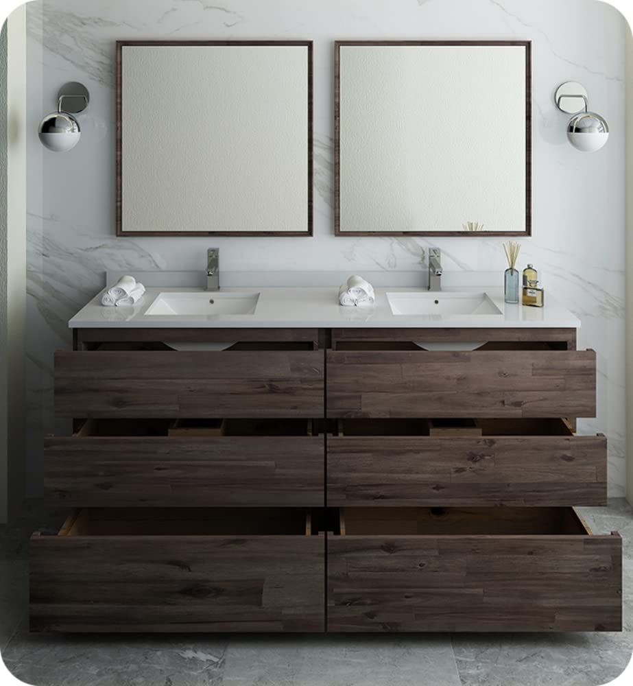 Fresca FVN31-3636ACA-FC Fresca Formosa 72" Floor Standing Double Sink Modern Bathroom Vanity w/ Mirrors