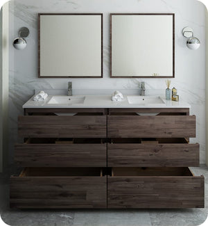 Fresca FVN31-3636ACA-FC Fresca Formosa 72" Floor Standing Double Sink Modern Bathroom Vanity w/ Mirrors