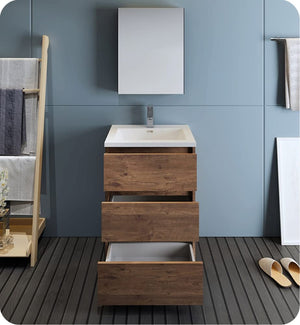 Fresca FVN9324RW Fresca Lazzaro 24" Rosewood Free Standing Modern Bathroom Vanity w/ Medicine Cabinet