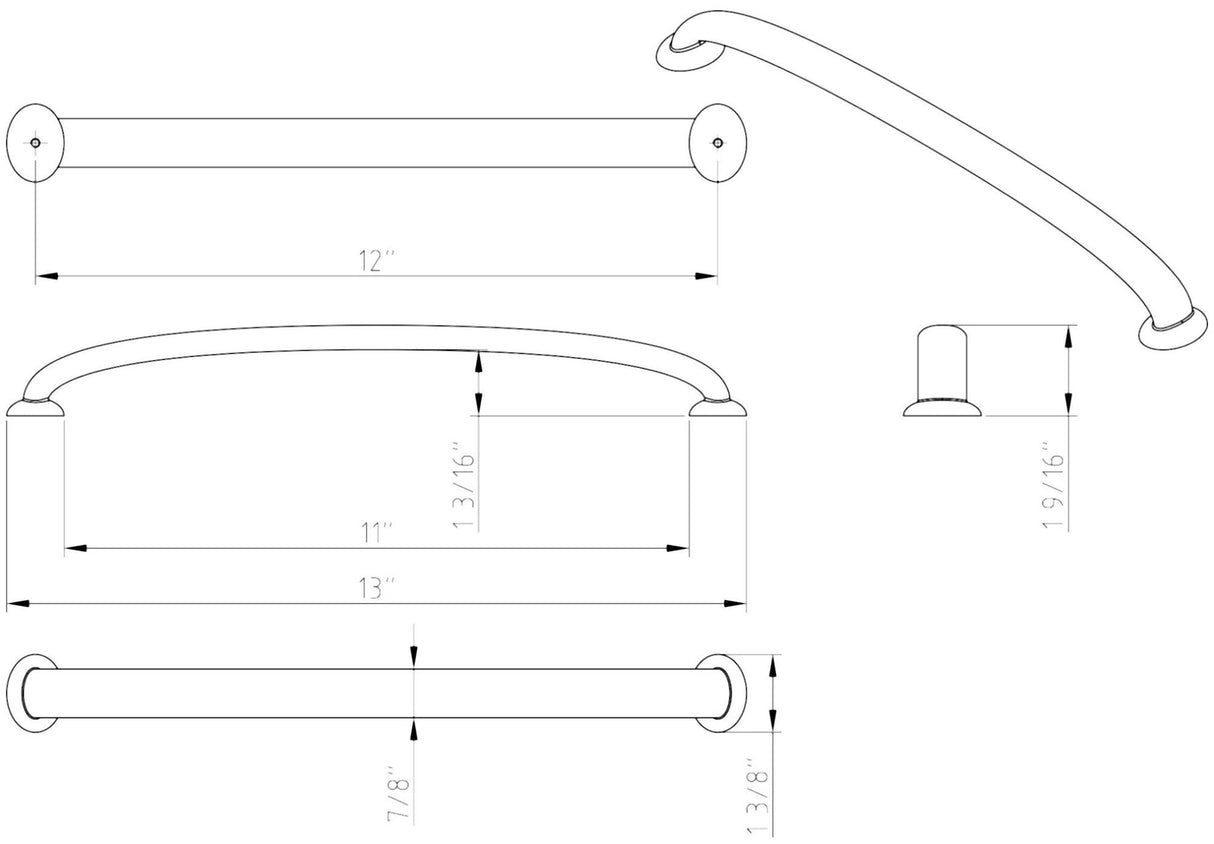 Jeffrey Alexander 650-12BNBDL 12" Center-to-Center Brushed Pewter Hudson Appliance Handle