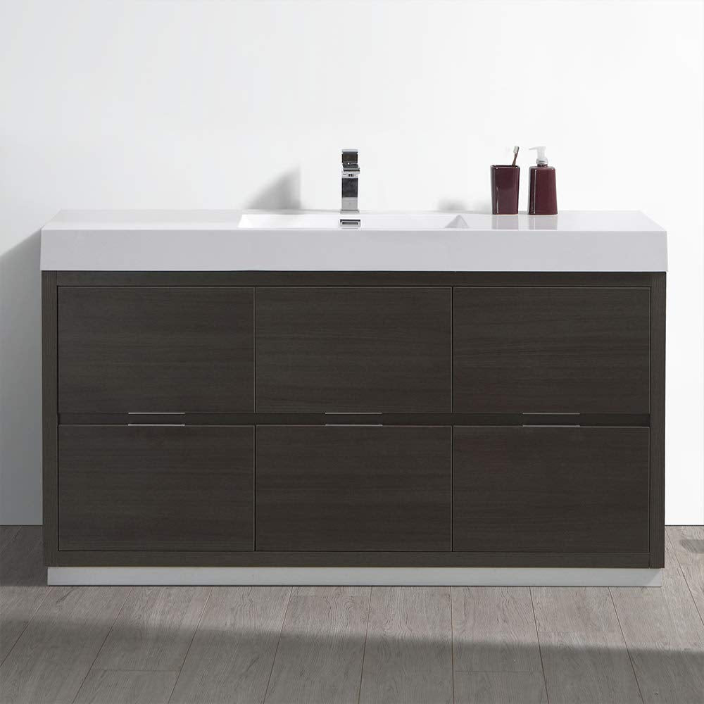 Fresca FCB8460WH-I Fresca Valencia 60" Glossy White Free Standing Modern Bathroom Vanity