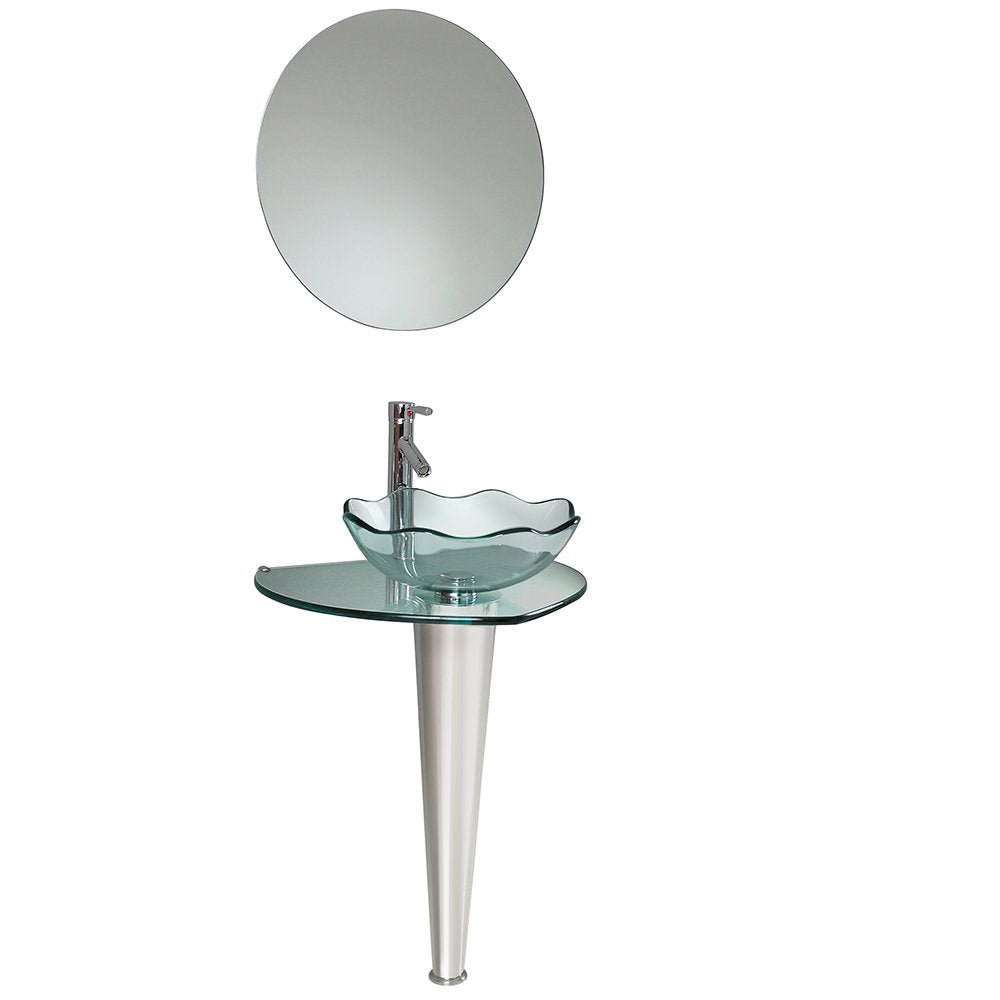 Fresca FVN1036 Fresca Netto 24" Modern Glass Bathroom Vanity w/ Wavy Edge Vessel Sink