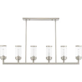 Livex Lighting 40476-91 Hillcrest - Six Light Linear Chandelier, Brushed Nickel Finish with Clear Glass