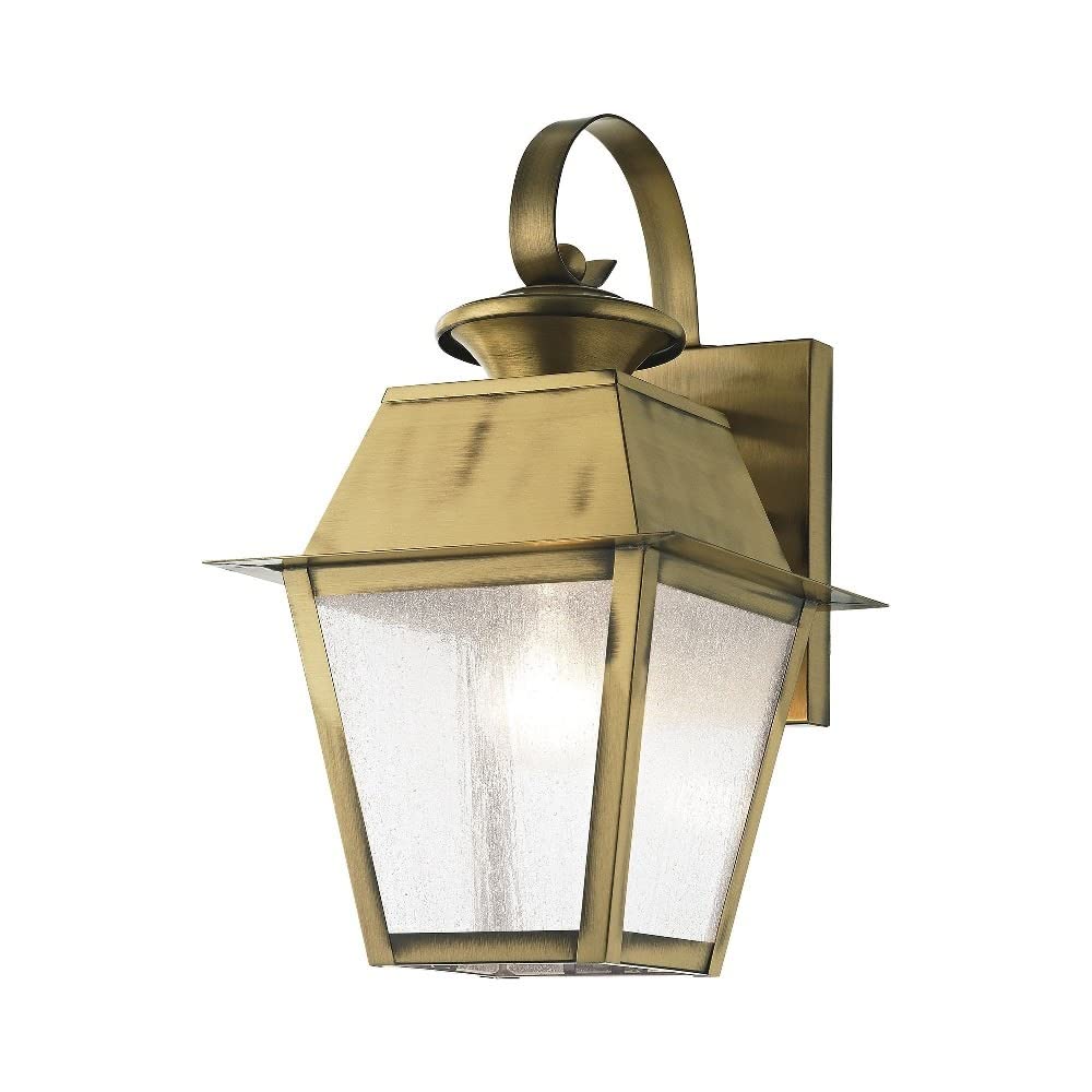 Livex Lighting 2162-29 Transitional One Light Outdoor Wall Lantern from Mansfield Collection in Pwt, Nckl, B/S, Slvr. Finish, Vintage Pewter