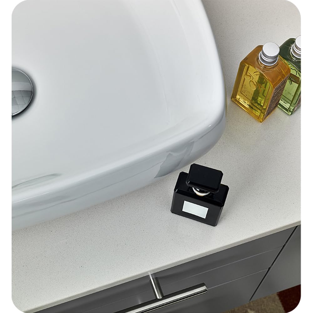 Fresca FVN6136GR-VSL-L Fresca Lucera 36" Gray Wall Hung Vessel Sink Modern Bathroom Vanity w/ Medicine Cabinet - Left Version