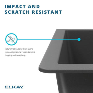 Elkay Quartz Classic ELGU3322BK0 Equal Double Bowl Undermount Sink, Black