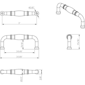 Jeffrey Alexander Z290-3-MB 3" Center-to-Center Matte Black Durham Cabinet Pull