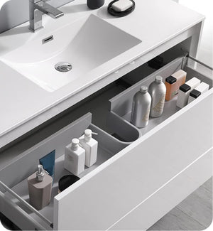 Fresca FVN9248WH Fresca Catania 48" Glossy White Wall Hung Modern Bathroom Vanity w/ Medicine Cabinet