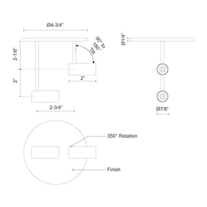 Kuzco SF15002-BK DOWNEY 2" Double SF Black 120V TRIAC/ELV LED 3000K 90CRI 6W