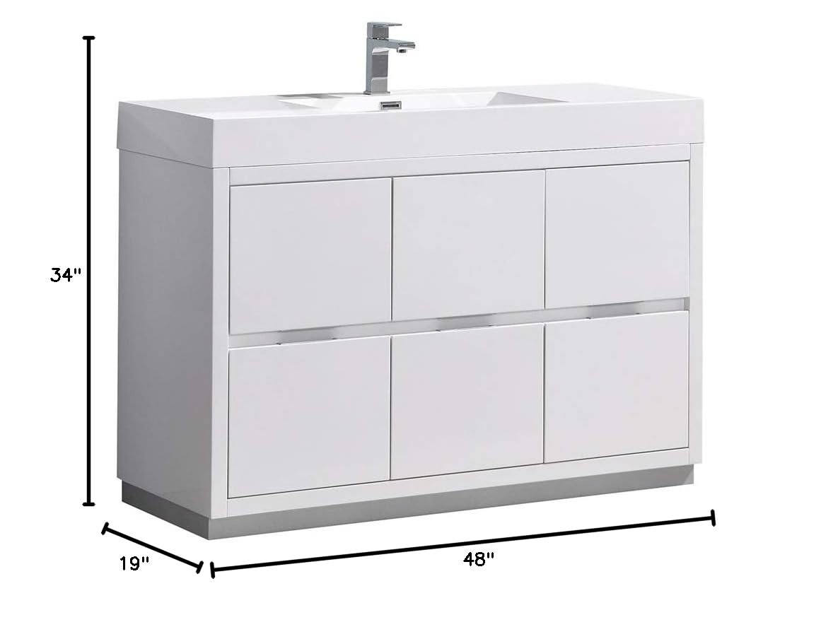 Fresca FCB8448WH-I Fresca Valencia 48" Glossy White Free Standing Modern Bathroom Vanity