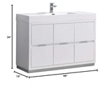 Fresca FCB8448WH-I Fresca Valencia 48" Glossy White Free Standing Modern Bathroom Vanity