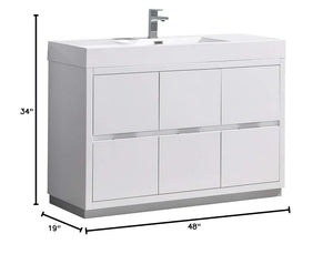 Fresca FCB8448WH-I Fresca Valencia 48" Glossy White Free Standing Modern Bathroom Vanity