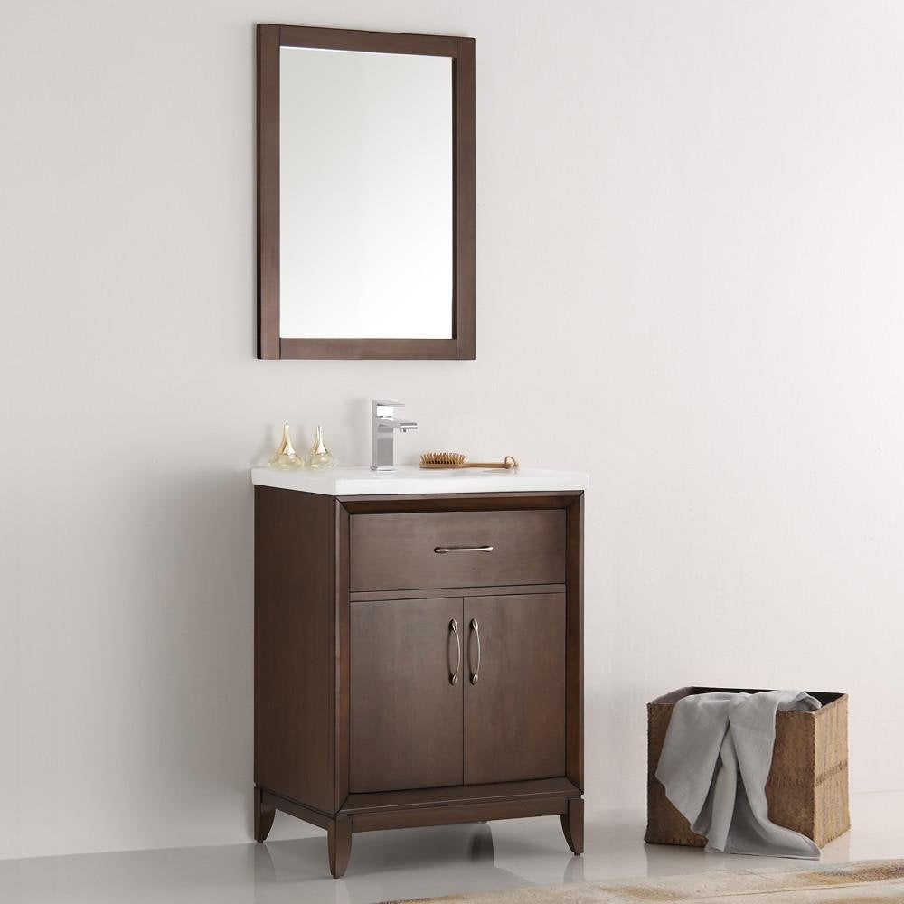 Fresca FVN2124AC Fresca Cambridge 24" Antique Coffee Traditional Bathroom Vanity w/ Mirror