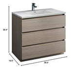 Fresca FCB9342MGO-I Fresca Lazzaro 42" Gray Wood Free Standing Modern Bathroom Cabinet w/ Integrated Sink