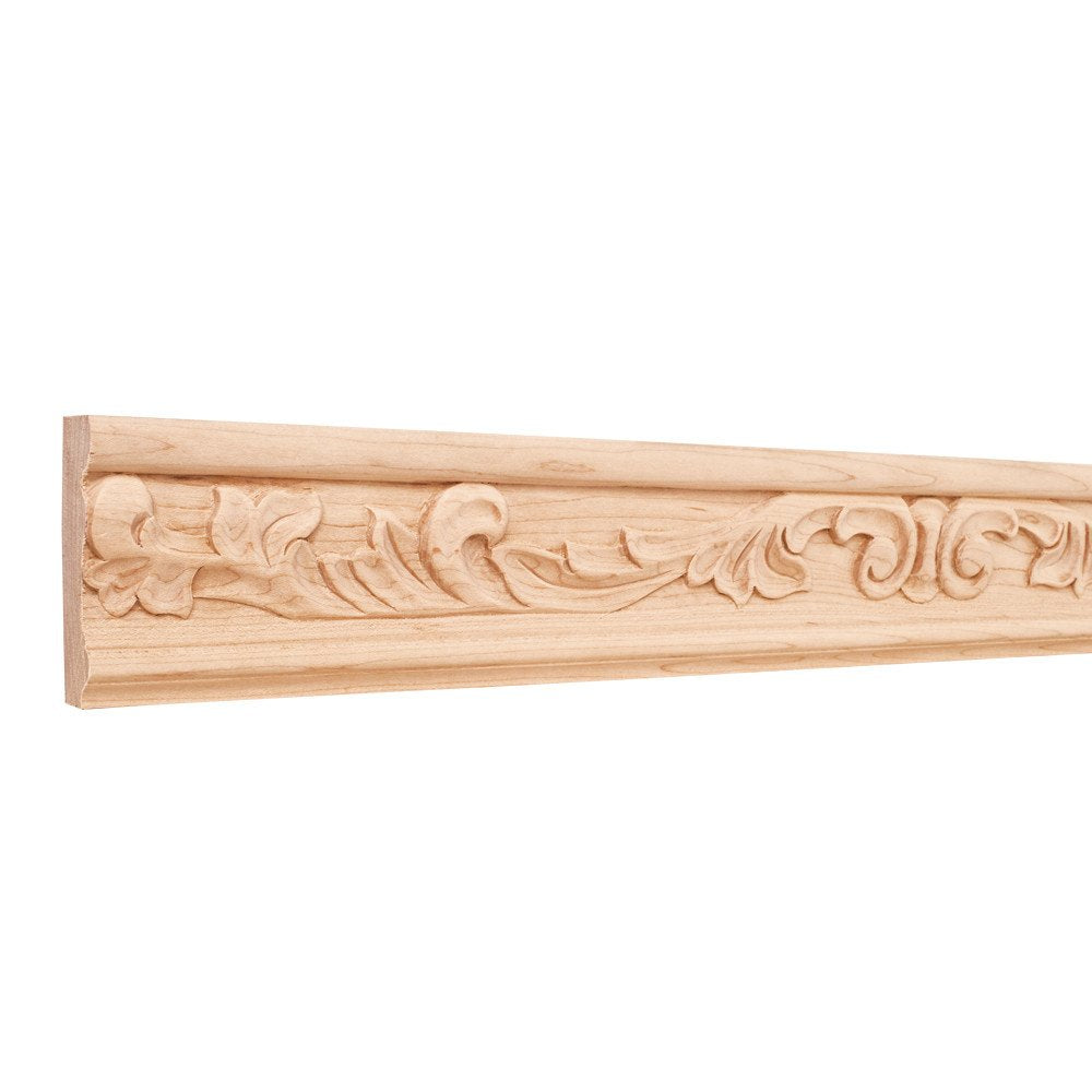 Hardware Resources HCM06CH 1" D x 3" H Cherry Acanthus Leaf Hand Carved Moulding