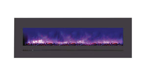 Amantii WM-FML-60-6623-STL Wall Mount / Flush Mount - 60" Electric Fireplace with a Steel Surround and Glass Media