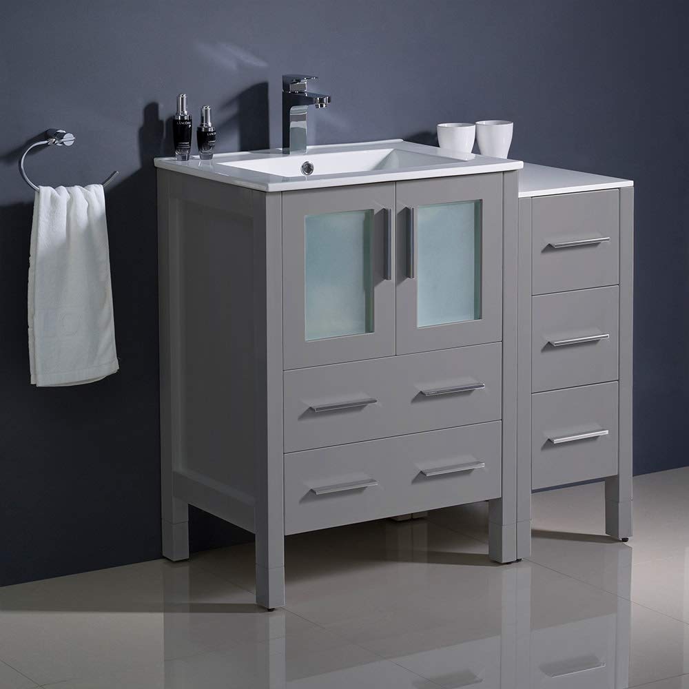 Fresca FCB62-2412GO-I Fresca Torino 36" Gray Oak Modern Bathroom Cabinets w/ Integrated Sinks