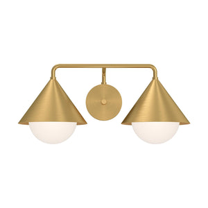 Alora VL485221BGOP REMY 2 HEAD 21" VANITY BRUSHED GOLD OPAL GLASS ROTARY DIMMER E26 60WX2