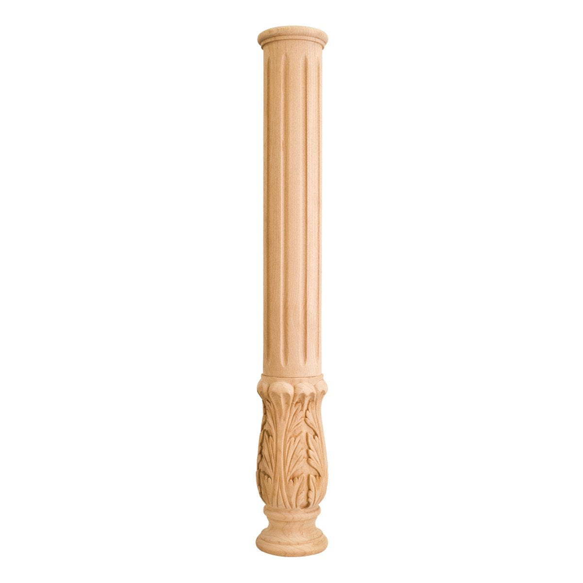 Hardware Resources FP1-RW 5" D x 35" H Rubberwood Acanthus Fireplace Column