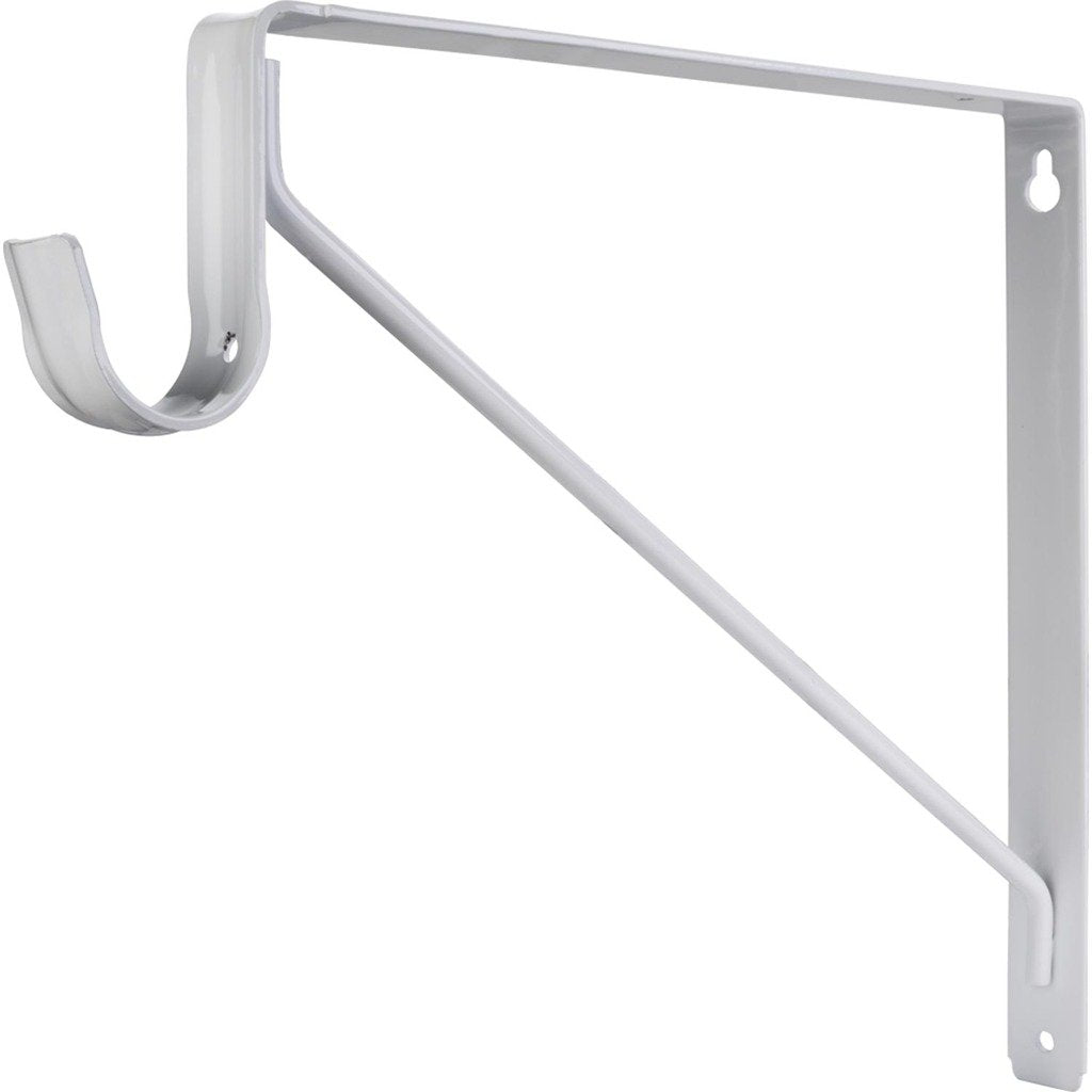 Hardware Resources 1516WH White Shelf Bracket with Rod Support for 1-5/16" Round Closet Rods