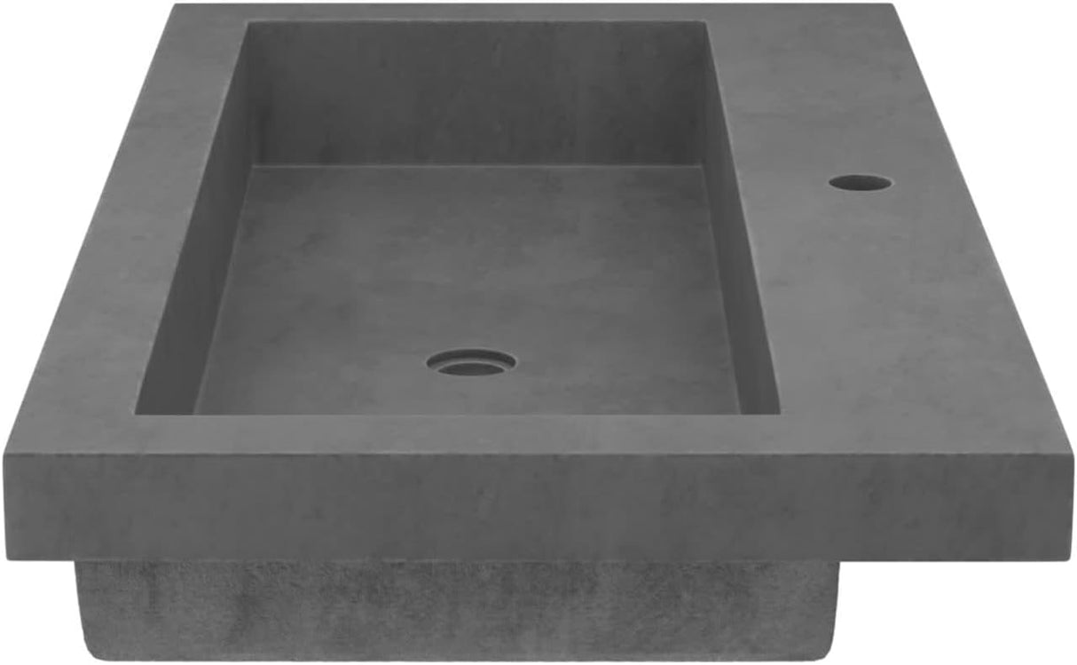 NSL3619-S Native Stone Trough Bathroom Sink, 36" x 19", Slate, Single Faucet Hole