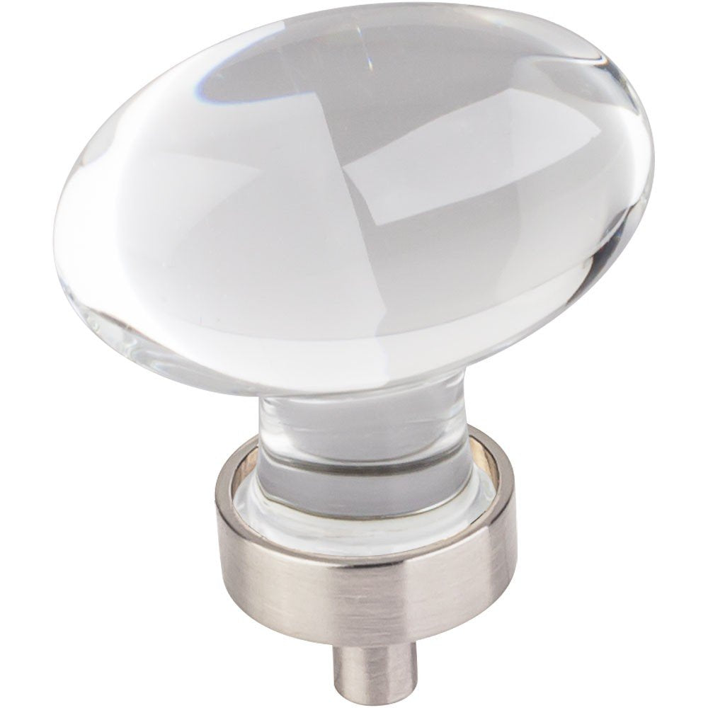 Jeffrey Alexander G110L-SN 1-5/8" Overall Length Satin Nickel Football Glass Harlow Cabinet Knob