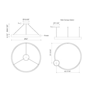Kuzco PD22753-WH HALO 53" PD White 120V TRIAC/ELV LED 3000K 90CRI 118W